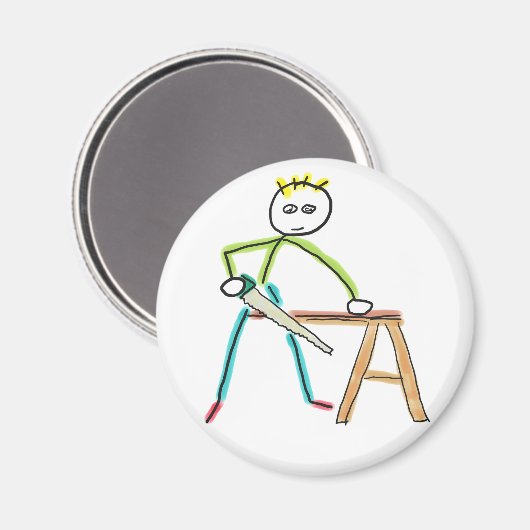 Carpentry Stickman Magnet (Vorderseite/Rückseite)