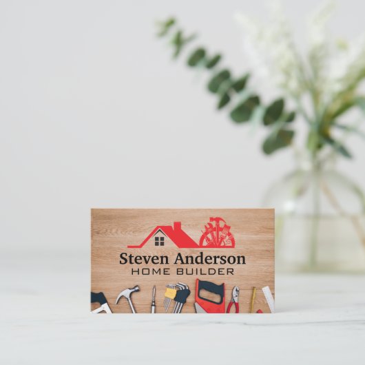 Carpentry Tools | Construction Logo Visitenkarte (Stehend Vorderseite)