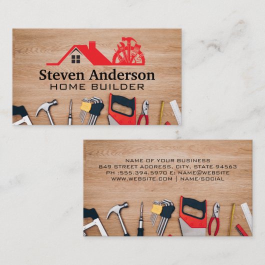 Carpentry Tools | Construction Logo Visitenkarte (Vorne/Hinten)