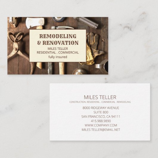 Carpentry Visitenkarte (Vorne/Hinten)