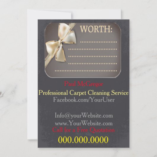 Carpet Cleaning Service Gift Voucher (Rückseite)