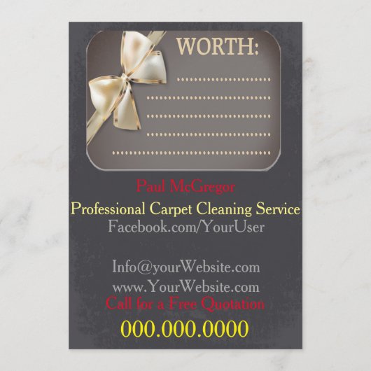 Carpet Cleaning Service Gift Voucher (Rückseite)