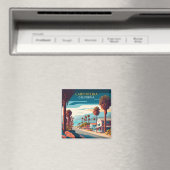 Carpinteria California Sunset Palm Trees Retro Magnet (In Situ (Geschirrspüler))