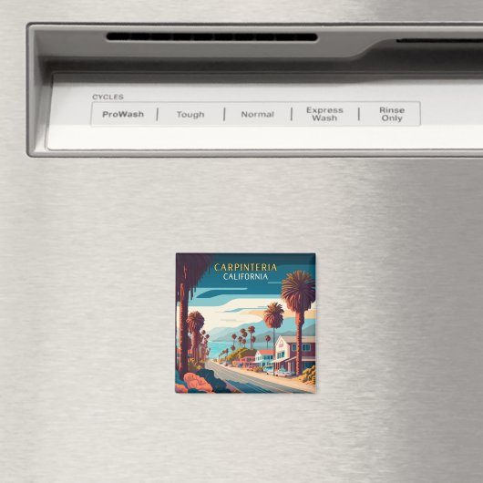 Carpinteria California Sunset Palm Trees Retro Magnet (In Situ (Geschirrspüler))