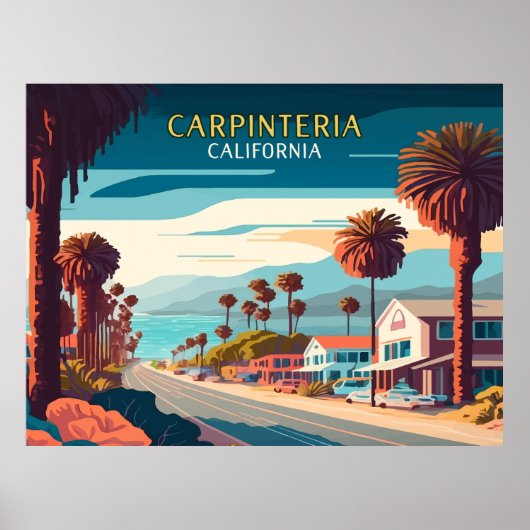 Carpinteria California Sunset Palm Trees Retro Poster (Vorne)