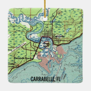 Carrabelle FL Vintage Karte Keramikornament