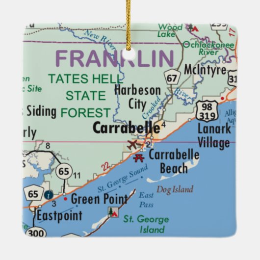 Carrabelle Florida Karte Keramikornament (Rückseite)