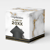 Carrara Marble Gray and Gold Graduation Party Geschenkschachtel (Vorderseite)