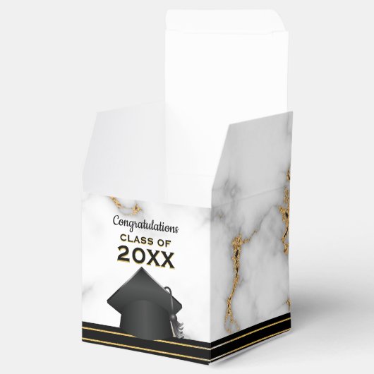 Carrara Marble Gray and Gold Graduation Party Geschenkschachtel (Geöffnet)