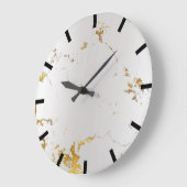 Carrara Marble Gray Silver Gold Black Stone Große Wanduhr (Winkel)