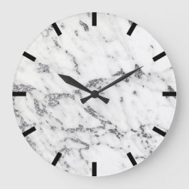 Carrara Marble Gray Silver Schwarz-weiß Stone Große Wanduhr