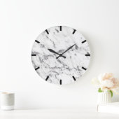 Carrara Marble Gray Silver Schwarz-weiß Stone Große Wanduhr (Zuhause)