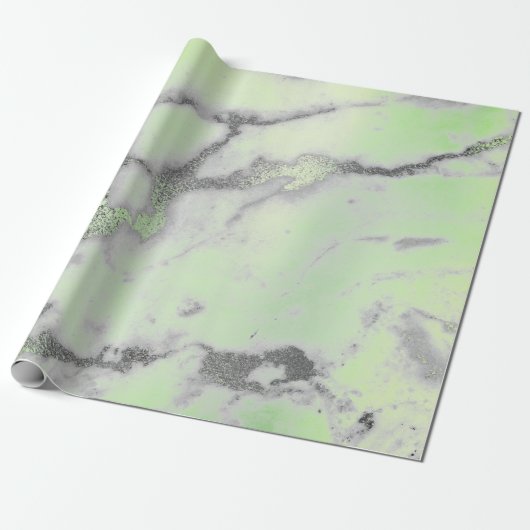 Carrara Marble Mint Green Gray Silver Minimal Geschenkpapier (Ungerollt)