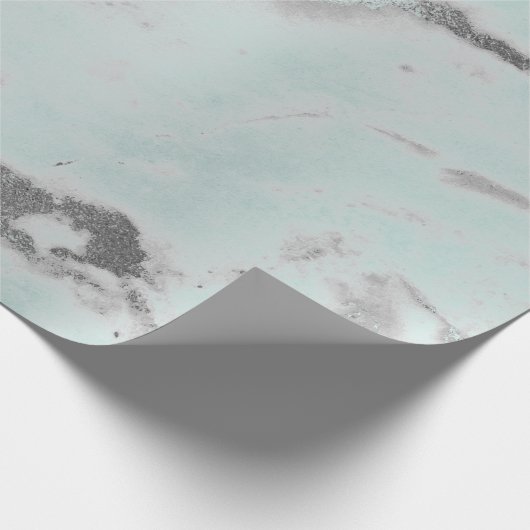 Carrara Marble Tiffany Pale Aqua Gray Silver Geschenkpapier (Ecke)