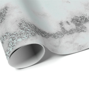 Carrara Marble Tiffany Pale Aqua Gray Silver Geschenkpapier