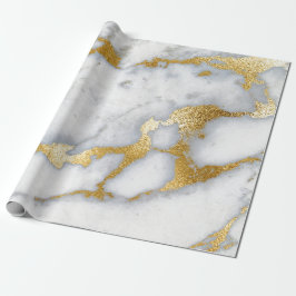 Carrara Marble White Gray Golden Strokes Minimal Geschenkpapier