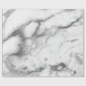 Carrara Marble White Gray Silver Strokes Minimal Geschenkpapier (Flach)