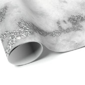 Carrara Marble White Gray Silver Strokes Minimal Geschenkpapier (Rolleneckpunkt)