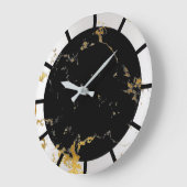 Carrara Marble White Lux Gold Black Stone Grau Große Wanduhr (Winkel)
