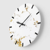 Carrara Marble White Lux Gold Black Stone Große Wanduhr (Winkel)