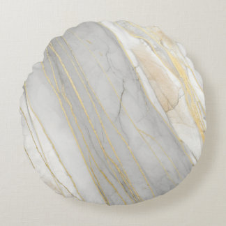 Carrara-Marmor-Textur mit goldenen Adern Rundes Kissen