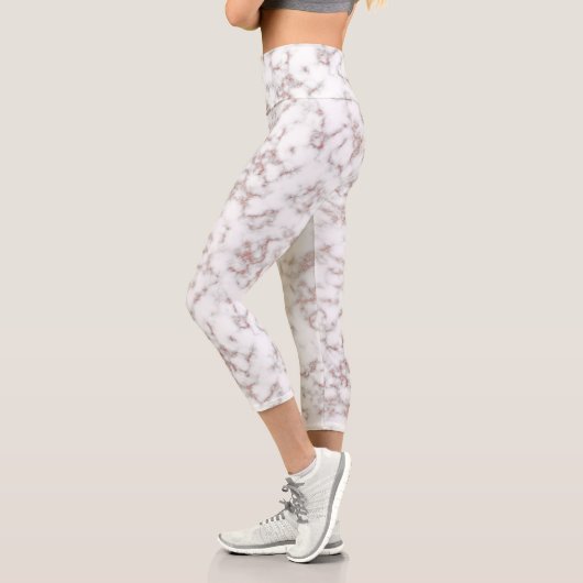 Carrara Rose Gold Glitzer Textur Capri Leggings (Links)
