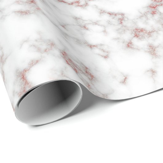 Carrara Rose Gold Glitzer Textur Geschenkpapier (Rolleneckpunkt)