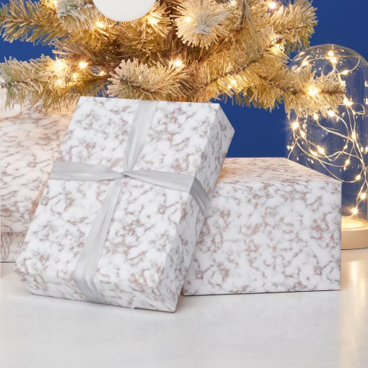 Carrara Rose Gold Glitzer Textur Geschenkpapier (Feiertage)