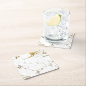 Carrara White Gold Marble Abstrakt Square Unterset Rechteckiger Pappuntersetzer (Vor Ort)