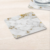 Carrara White Gold Marmor Gray Square Untersetzer (angewinkelt)