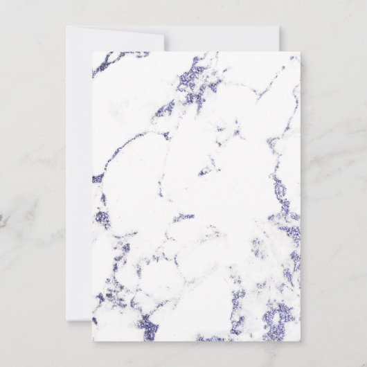 Carrara White Marble Indigo Navy Glitzer Elegant Einladung (Rückseite)