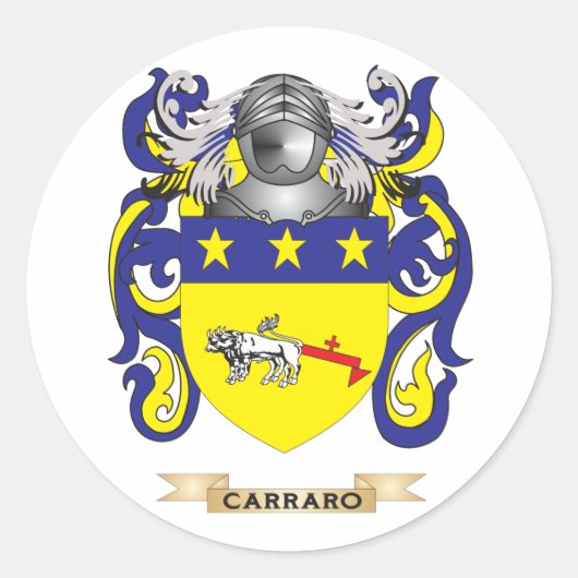 Carraro-Wappen (Familienwappen) Runder Aufkleber (Vorderseite)