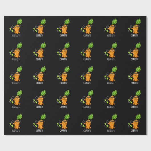 Carrate Funny Carrot Karate Pun Dark BG Geschenkpapier (Flach)