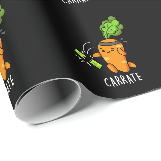 Carrate Funny Carrot Karate Pun Dark BG Geschenkpapier (Rolleneckpunkt)