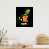 Carrate Funny Carrot Karate Pun Dark BG Poster (Küche)