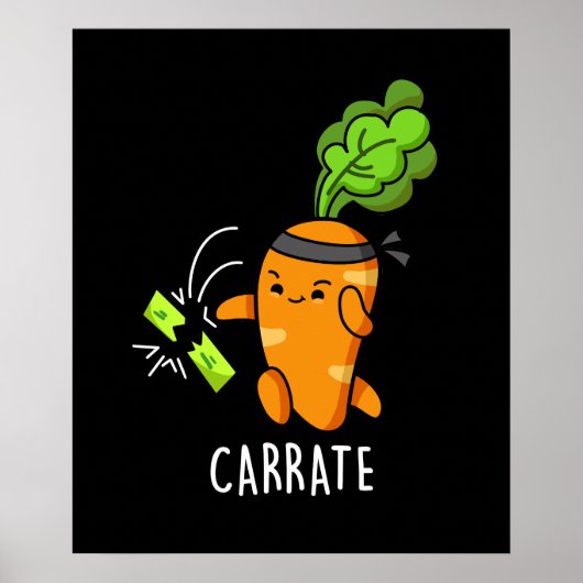 Carrate Funny Carrot Karate Pun Dark BG Poster (Vorne)