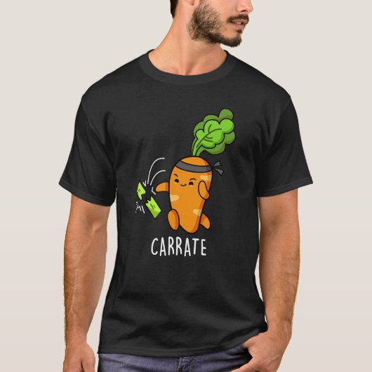 Carrate Funny Carrot Karate Pun Dark BG T-Shirt (Vorderseite)