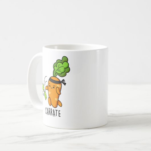 Carrate Funny Carrot Karate Pun Kaffeetasse (Vorderseite Links)