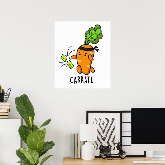 Carrate Funny Carrot Karate Pun Poster (Heimbüro)