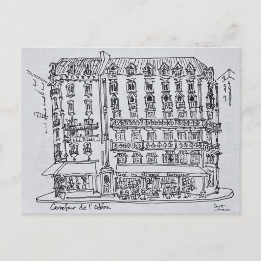 Carrefour de l'Odeon, Saint-Germain-des-Pres Postkarte (Vorderseite)