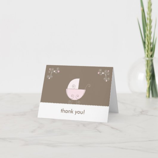 Carriage Baby Dusche Danke - Pink (Vorderseite)