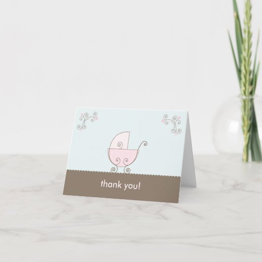 Carriage Baby Dusche Danke - Pink (Vorderseite)