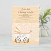 Carriage Baby Shooter Einladung Pfirsichjunge oder (Stehend Vorderseite)