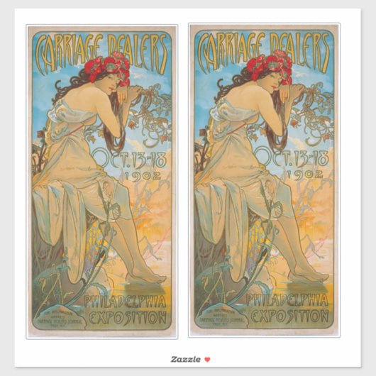 Carriage Dealers by Alphonse Mucha (1902) Aufkleber (Blatt)