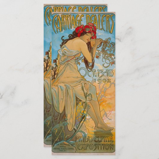 Carriage Dealers by Alphonse Mucha (1902) Lesezeic Menükarte (Vorne/Hinten)