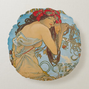 Carriage Dealers by Alphonse Mucha (1902) Rundes Kissen