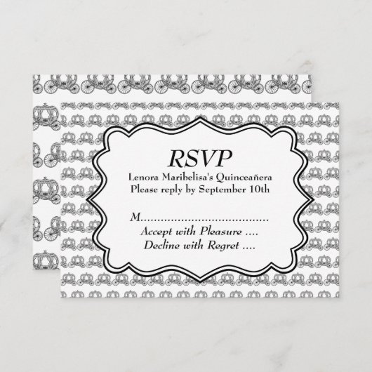 Carriage Pattern Quinceanera RSVP Karte (Vorne/Hinten)