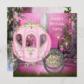 Carriage Pink Princess Birthday Party Einladung (Vorne/Hinten)