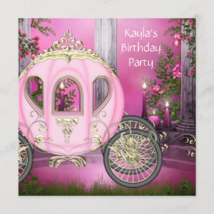 Carriage Pink Princess Birthday Party Einladung