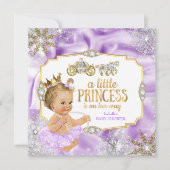 Carriage Princess Baby Dusche Lila Blonde Einladung (Vorderseite)